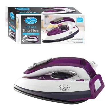 Quest Travel Steam Iron - 1000w steam, travel, iron, ironing, light, lightweight – 34030