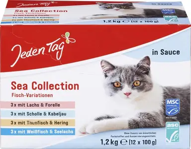 Tägliche Katzendelikatessen Meeresfrüchte (Fisch) 12 x 100 g