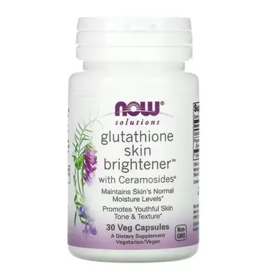 NOW Foods Glutathione Skin Brightener with Ceramosides - 30 Vegan Capsules