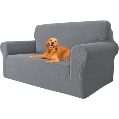 YSTYLE Stretch-Sofabezug, Couchbezug für Couch und Sofa, Möbelschutzbezug für Sofa mit elastischem Boden, 2-Sitzer, LM, Hellgrau