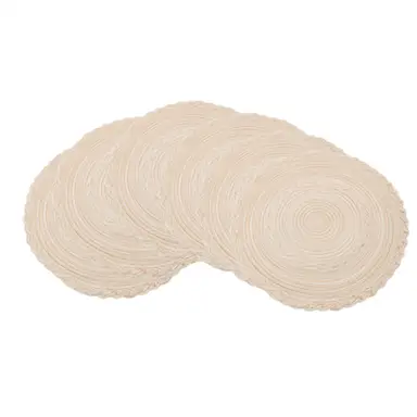 Set de 6 Sets de Table Ronds Tressés en Polyester avec Anneaux Intérieur et Extérieur à Trois Brins - Coloris Café au Lait 38cm, Lavables et Résistants à la Chaleur pour Cuisine, Salle à Manger et Restaurant