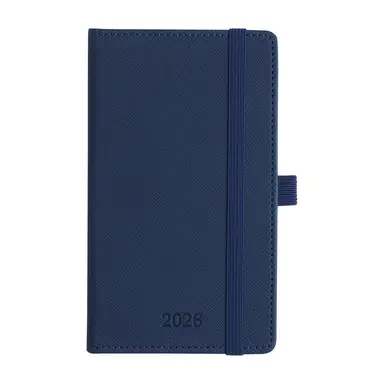 IN-LUXPRO Planer 2026 Tagebuch A6 (16,4x9,6 cm) Wochenübersicht, 6-sprachiger Wochen- und Monatsplan mit Monatstabs, Tasche & Ausgaben-/Notizseiten, 100GSM Papier, PU-Leder Hardcover Blau