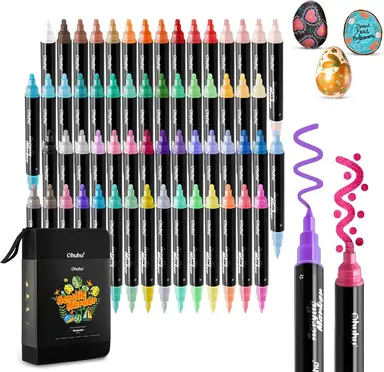 Ohuhu Acrylic Paint Pens 60 Colors
Dual Tips (Round & Fine)
