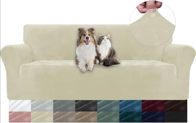 YSTYLE Stretch-Sofabezug, Couchbezug für Couch und Sofa, Möbelschutzbezug für Sofa mit elastischem Boden, 3-Sitzer, YHR, Beige