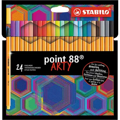 STABILO Point 88 - Fineliner - ARTY - Pack of 24 - Assorted Colours