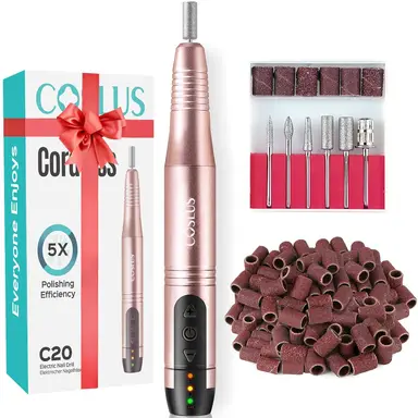 COSLUS Kit avec ponceuse à ongles sans fil et embouts - Or