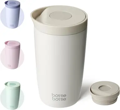 Bottle Bottle Thermal Mug 500 ml To Go - Premium Insulated Stainless Steel Mug, Leak-Proof, BPA-Free, Quick Press Closure, Double Walled, Keeps Drinks Hot & Cold for a Long Time (gray)