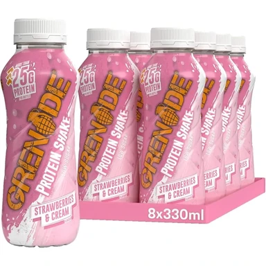 Grenade Protein Nutrition Shake Strawberries & Cream Flavour - 8 x 330ml