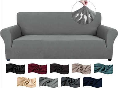 YSTYLE Stretch-Sofabezug, Couchbezug für Couch und Sofa, Möbelschutzbezug für Sofa mit elastischem Boden, 4-Sitzer, SJ, Hellgrau