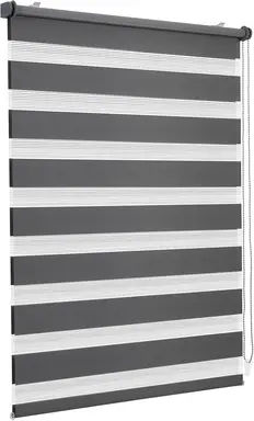 Store double Seykey, fixation par clip, sans perçage pour fenêtres, store double de 35 cm de large, store double enrouleur de protection solaire, 35x100 cm, gris foncé.