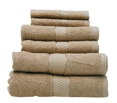 Thread & Loom Towel Set 2 x Bath Towels, 2 x Hand Towels, 2 x Face Cloths Warm Sand