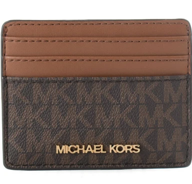 MICHAEL KORS Jet Set de voyage porte-cartes en cuir grand logo - Marron - OS