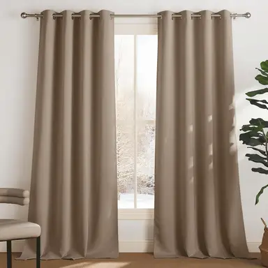 PONY DANCE Blackout Curtains with Eyelet, 2 Panels W140xL245cm(W55xL96inch), Cappuccino