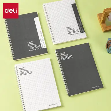 Deli Spiral Notebook, A5 (148x210mm), 80 Sheets/160 Pages, 70gsm - Perfect for Students, Office & Journaling，Rhythm Series，4-Pack
