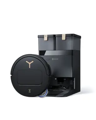 ECOVACS DEEBOT T50 PRO OMNI BLACK Gen 3 Saug- & Wischroboter (Schwarz) mit All-in-One OMNI-Station inkl. Reinigungsdosierung, OZMO Turbo 2.0, bis zu 25.000 Pa Saugkraft, TruEdge 2.0 adaptives Kantenwischen, ZeroTangle 3.0, AIVI 3D 3.0, Videomanager, 9 mm Mopp-Anhebung, Heißwasser-Moppwäsche
