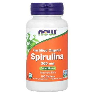 NOW Foods Spirulina Superfood 500mg Daily Wellness Support Tablets - 100 Tablets