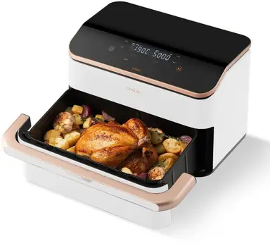 Cosori TwinFry, 10L, XXL Airfryer, 2 Kammern mit herausnehmbarer Trennwand, 4 Heizelemente, Sync-Funktion, ideal für Familien, weiß