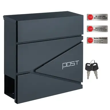 Mailbox, 37*10.5*37 cm, Modern Design, Charcoal Grey
