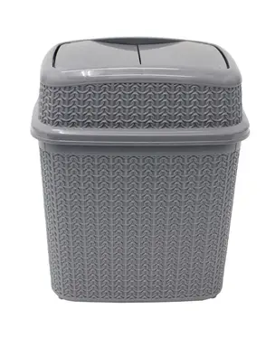JVL Knit Design Loop Plastic Push Top Bin – Grey