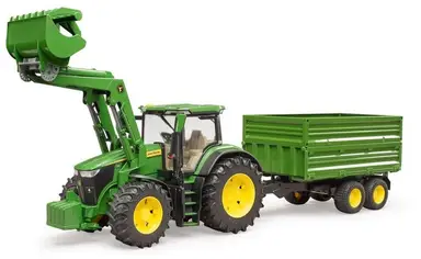 Bruder 03155 - John Deere 7R 350 with front loader and tandem axle trailer - 1:16 vehicle, tractor, bulldog, farm tractor, agricultural, farm, trailer, tipper, bworld, toy