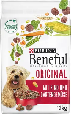 Beneful Original Trockenfutter für Hunde mit Rind und Gartengemüse, Packung 1 (1 x 12 kg)