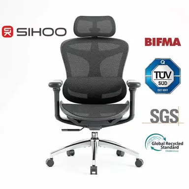 Sihoo Doro C300 Ergonomic Office Chair with Ultra Soft 3D Armrests, Dynamic Lumbar Support for Home Office, Adjustable Backrest Desk Chair (Black)