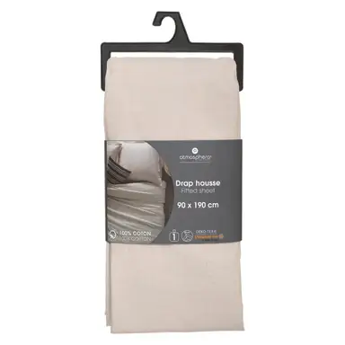 Housse de drap beige 90x190