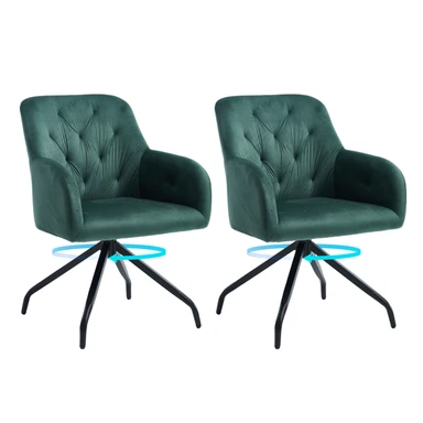 Kaufhof eetkamerstoel fluweel draaibaar 2-delige set, olijfgroen