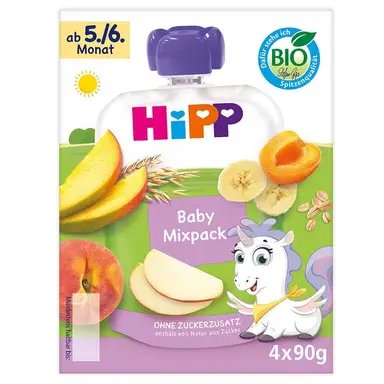 HiPP Baby Fruit Pouches Mixpack 4 x 90 g