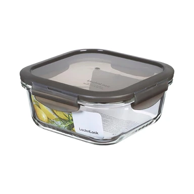LocknLock Euro Ovenglass Container Quadratisch 750ml - Grauer Deckel