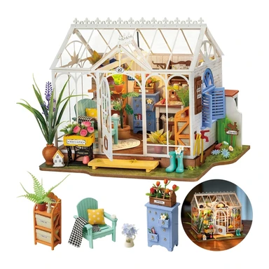 Robotime Rolife droomtuinhuis zelfbouw poppenhuis bouwpakket 24,5 x 19 x 19 cm 1 stuk,Wooninrichting, boekenkastdecoratie,Handgemaakte cadeaus voor volwassenen en tieners,Onderwijs speelgoed