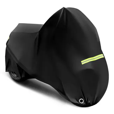 WOLTU Motorradabdeckung Outdoor 210D Oxford-Gewebe, Wasserdichte Winterfeste Motorradgarage mit Schlosslöchern, Staub-, Regen- und UV-Schutz, 245×105×125 cm Schwarz