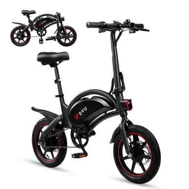 DYU D3F Adult Electric Bike 250W Motor City Ebike 36V10AH Battery Electric Bicycle 14 Inch Tire Folding Electric Bike - Black