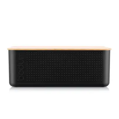 Bodum BISTRO Bread Box Large - Black with Bamboo Lid