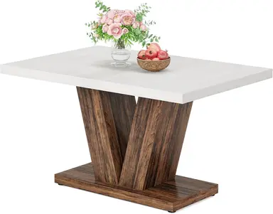 Tribesigns Esstisch für 4 Personen, 120 cm Küchentisch mit stabilem Sockel, rustikaler Holzesstisch für Zuhause und Esszimmer