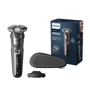 Philips Series 5000 Wet & Dry Electric Shaver for Men, ComfortCut Blades, Pop-Up Trimmer, Charging Stand, Travel Case, Full LED Display, S5887/35