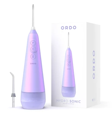 Ordo Hydro Sonic Water Flosser (Irrigator), Wireless, Rechargeable, Sonic Waterjet Cleaning, 3 Water Pressure Settings (80–160 PSI), 2,000 Water Pulses Per Minute, IPX7 Waterproof, Travel-Size Lockable Design, For Dentures, Brackets, Dental Implants, and Dental Bridges, Pearlescent Pearl Purple Finish