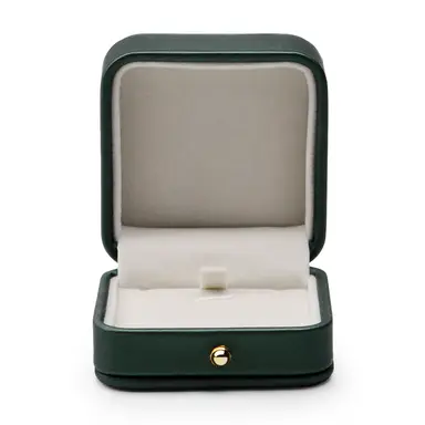 Boîte de pendentif de bague Oirlv élégante verte noirâtre en cuir de qualité supérieure - Étui de bijoux pour la demande en mariage, l'engagement, le mariage, boîte de rangement de bague nuptiale en métal avec bouton-pression.