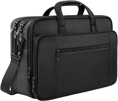 Mancro Laptop Bag 17 Inch, Large Laptop Messenger Shoulder Handbag Expandable with 2 Compartments for Men, Waterproof Business Travel Work Messenger Bag Briefcase for 17 inch Notebook Computer,Black