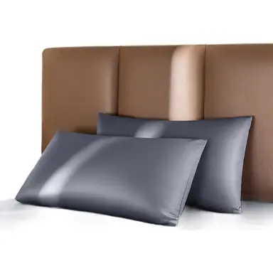 ochama x J.ZAO 2 stuks - 60s Bony Katoenen Hoofdkussensloop - Grijs Blauw - 48x74cm - Een Paar Grijs Blauw