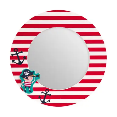 Premier Housewares Motiv-Piratenspiegel, heller, freundlicher Kinderzimmer-Spiegel, vielseitiger, farbiger, runder Piratenspiegel für das Badezimmer
