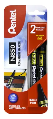 Pentel N850 Permanent Marker Bullet Tip Black Pack of 2