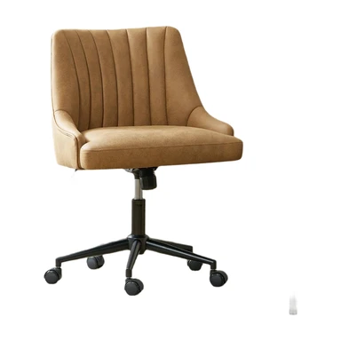 Karat Home moderne bureaustoel zonder armleuningen, met gewatteerde zitting en doorgestikte rugleuning, 360° draaibaar, in hoogte verstelbaar, stoel met stevig metalen frame, bruin