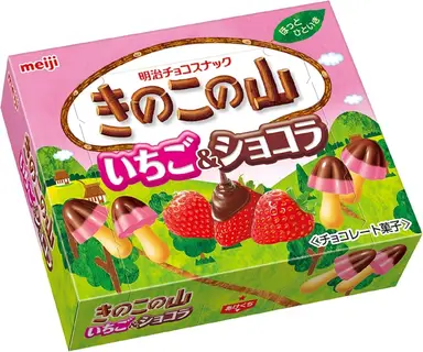 MEIJI Kinoko No Yama (Chocorooms) Chocolate & Strawberry Cookies 64g