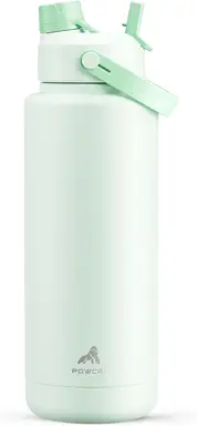 POWCAN by Meoky 40oz Dual-Opening Sports Water Bottle with Carry Handle –Light Green