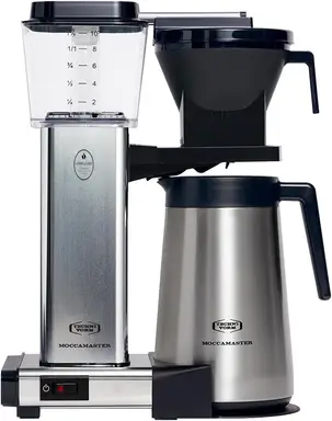 Moccamaster KBGT Filter Coffee Machine, Thermal Jug, Handmade in the Netherlands, 1.25 Litres, Polished Silver - 79411