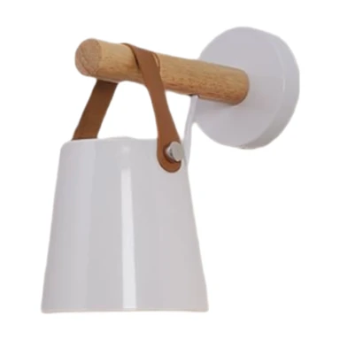 Goeco Modernes LED-Wandlicht europäisches E27 Massivholz-Nachttischlampe Kreatives Metall für Flur, Studie, Eingang, Treppenhaus