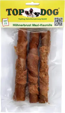 Top Dog Maxi Kaurolle Hühnerbrust, 3 Stück, Getreide- und zuckerfrei