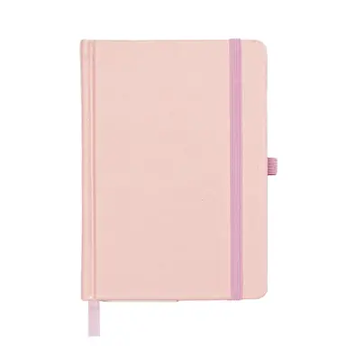 Jubiluu A6 Premium-PU-Hardcover-Taschen-Notizbuch mit linierten Seiten – 80 Blatt (100 g/m² Offsetpapier), Lesezeichen, Gummiband & Stiftschlaufe – ungedatierter Planer zum Notieren von Notizen, Skizzieren von Ideen, Erstellen von Listen oder für persönliche Aufzeichnungen – Blush Pink