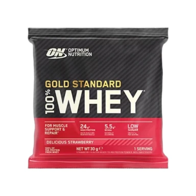 Optimum Nutrition 100% Whey Gold Standard 24x30g ZAKJE Heerlijke Aardbeiensmaak